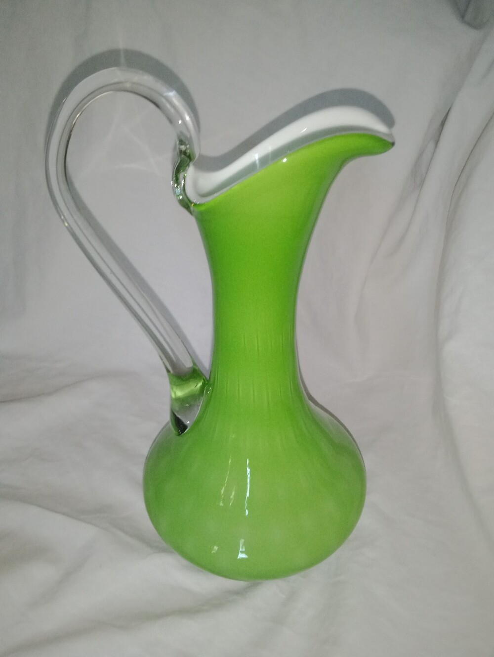 Vintage Empoli Glass Pitcher 9 1/2" Tall Home  Decor Art